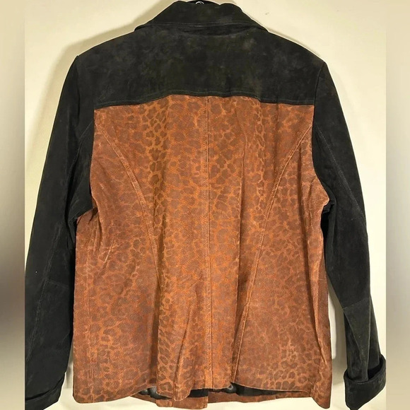 Dennis by Dennis Basso 100% leather suede Moto Animal Print size Large - Picture 4 of 5